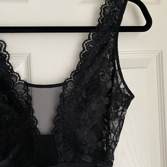 Black Lace Lasenza Sheer Lingerie Bodysuit - Picture 2 of 5